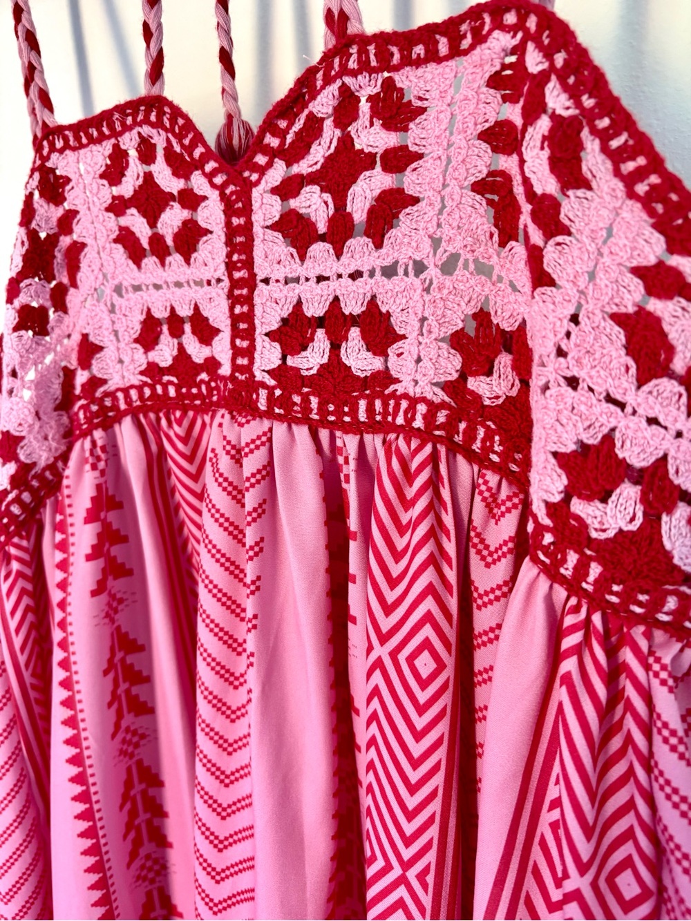 Boutique! Sleeveless Pink & Red Patterned Maxi Dress - Picture 9 of 11